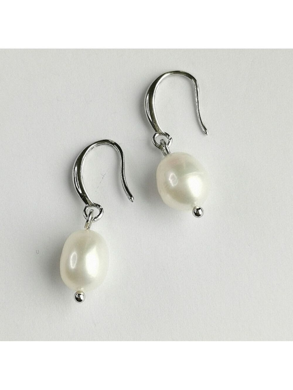White Cultured Freshwater Pearl Earrings In Sterling Siver 🆕